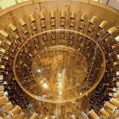 Blick in den Neutrino-Detektor von Chooz nach dem Einsetzen beider Plexiglasbeh�