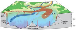 In der Atlantikzirkulation strömt warmes Wasser in die nördlichen und 