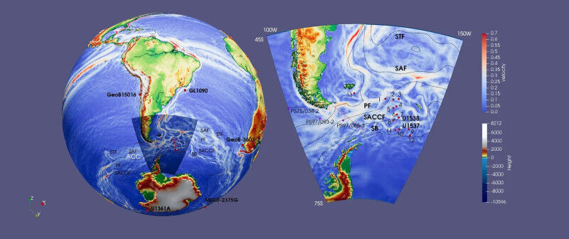 The maps show today’s (Holocene) global ocean surface currents - warmer re
