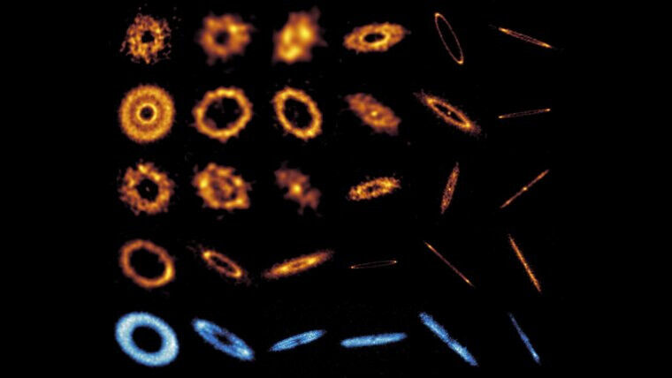 Übersicht über die hochauflösenden Abbildungen der 24 Trümmerscheiben. Die unter