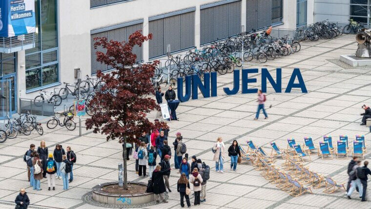 A view of the campus at Ernst-Abbe-Platz during the University of Jena’s s