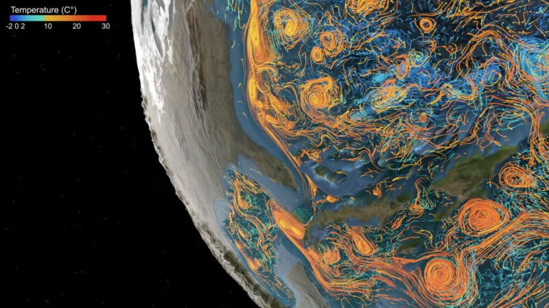 Ocean currents transport tropical heat to Europe, while cold deep water flows ba